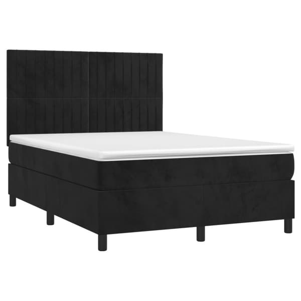Ramsäng med madrass svart 140x200 cm sammet