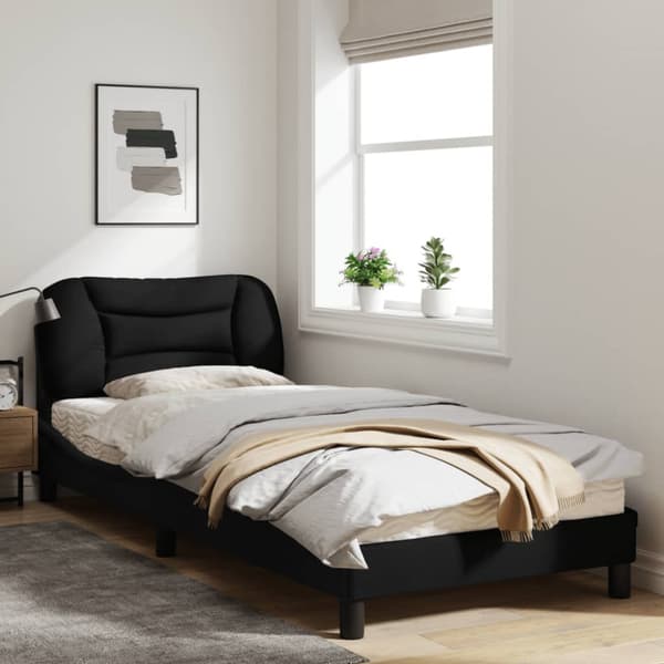 Bed Frame without Mattress "Hvar" Black 80x200 cm Fabric
