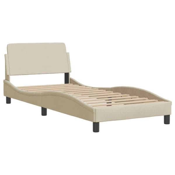 Bed with Mattress "Dover" Cream 90x200 cm Fabric