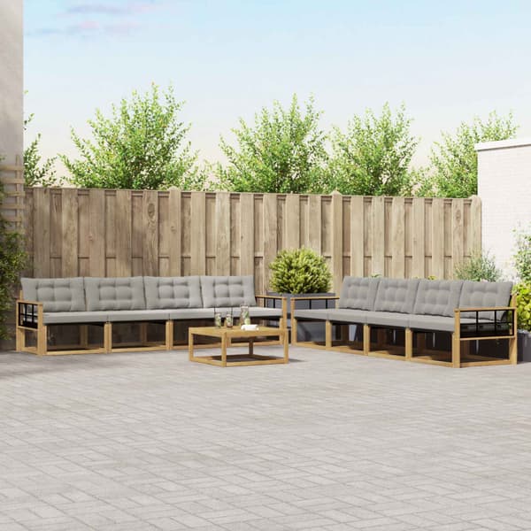 Utomhussoffset 9 pcs Vit och ljusgrå 79 x 79 x 37 cm
