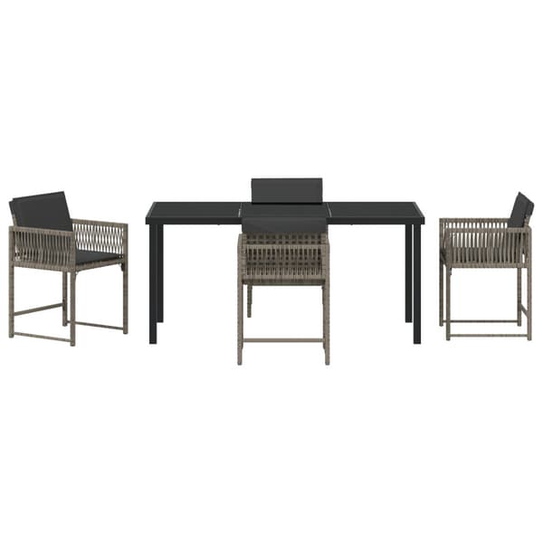 Trädgårdsmöbelset 5 pcs Grå konstrotting