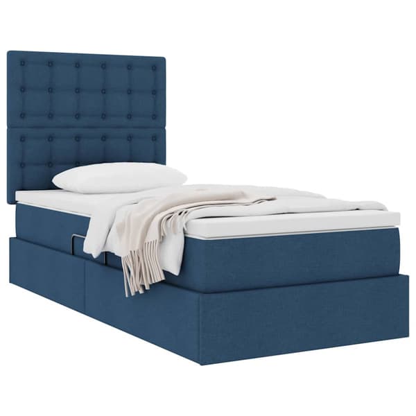 Förvaringssäng med madrass Blå 100 x 200 cm Polyester