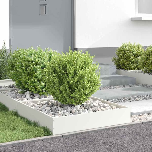 Kant för gräsmatta 6 pcs Vit 60 x 60 x 13 cm Stål