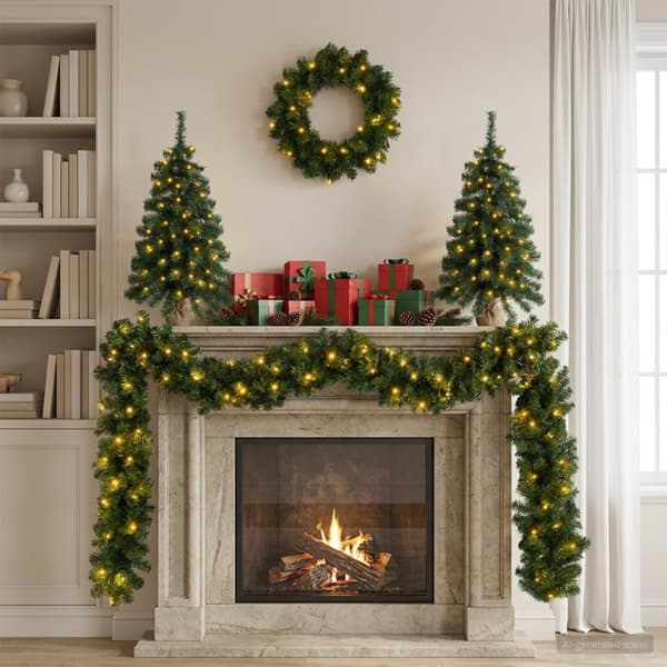 Mini-julgransset 60 cm 125 LED-lampor Varmvit PVC Grön