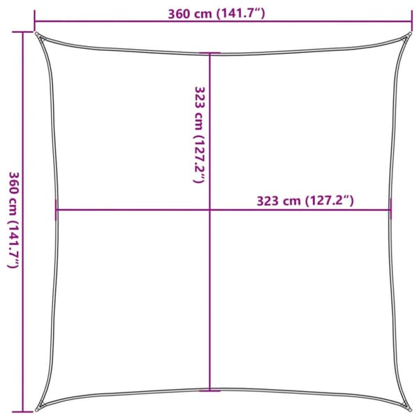 Solsegel ljusgrå 3,6x3,6 m 100% polyesteroxford