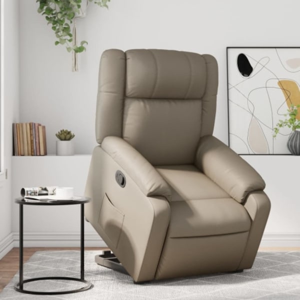 Reclinerfåtölj med uppresningshjälp cappuccino konstläder