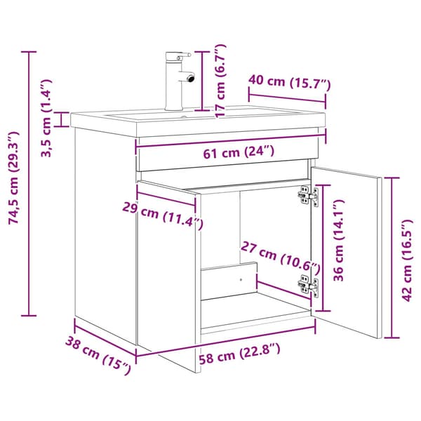 Badrumsspegel med kran Vit 61 x 40 x 74,5 cm