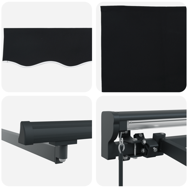 Markisram Svart 350 x 250 cm Polyester med PU-beläggning