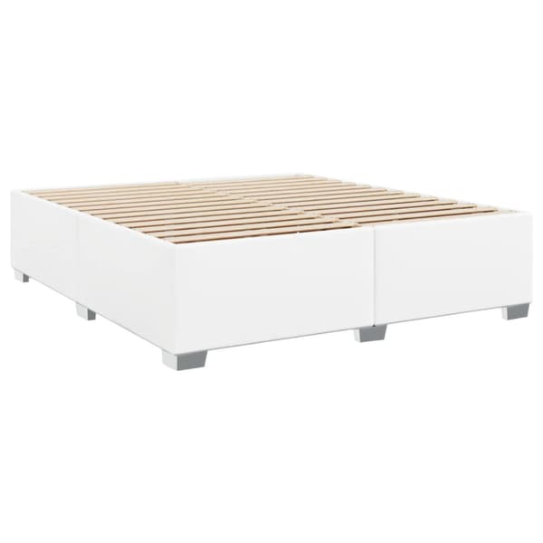 Ramsäng med madrass vit 200x200 cm konstläder