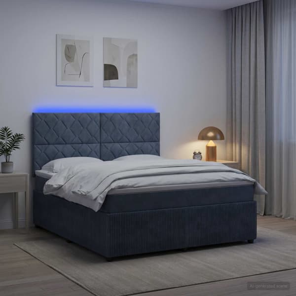 LED sängram med madrass Mörkgrå 140 x 200 cm Sammet