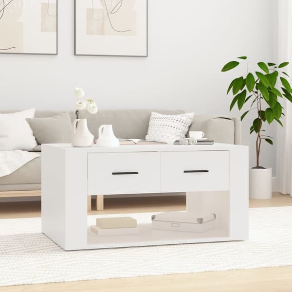 Soffbord vit 80x50x40 cm konstruerat trä