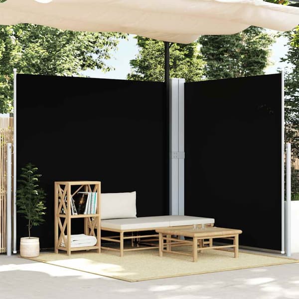 Infällbar sidomarkis 200x600 cm svart