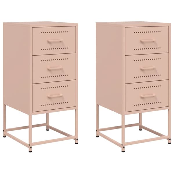 Sängbord 2 st rosa 36x39x78 cm stål