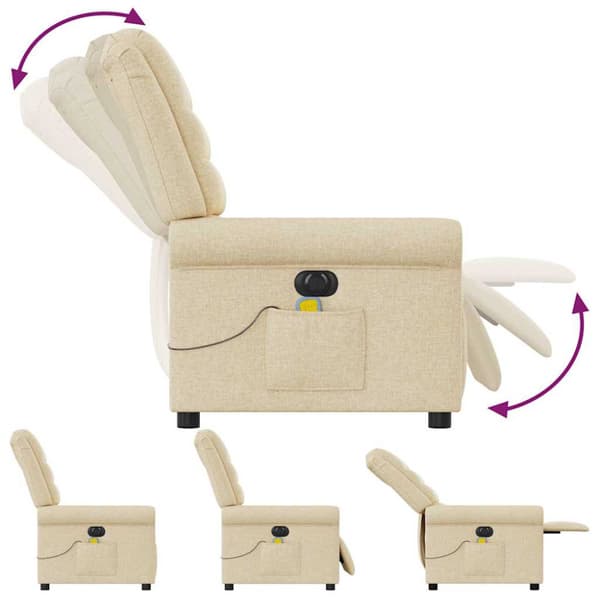 Elektrisk massagefåtölj gräddvit tyg
