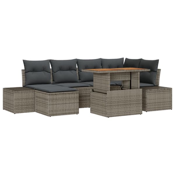 Trädgårdsoffset med lagring 7 pcs Grå Poly rattan