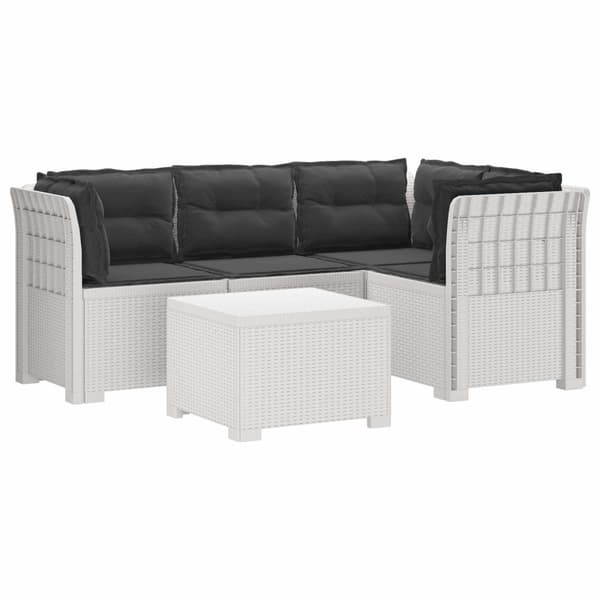 4-sits Trädgårdsoffa med Kuddar Rattan Look PP Vit