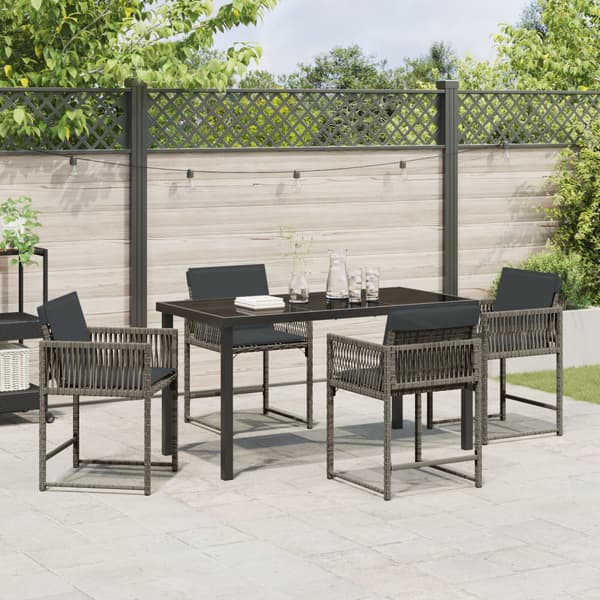 Trädgårdsmöbelset 5 pcs Grå konstrotting