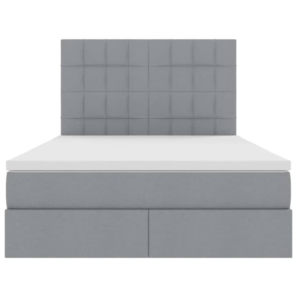 Förvaringssäng med madrass Ljusgrå 140 x 200 cm Polyester