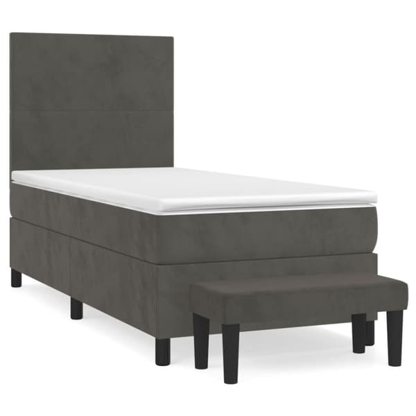 Ramsäng med madrass mörkgrå 100x200 cm sammet
