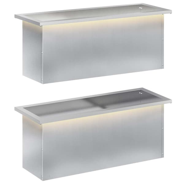 Odlingslåda med LED 2 st Silver 30 x 80 x 30 cm