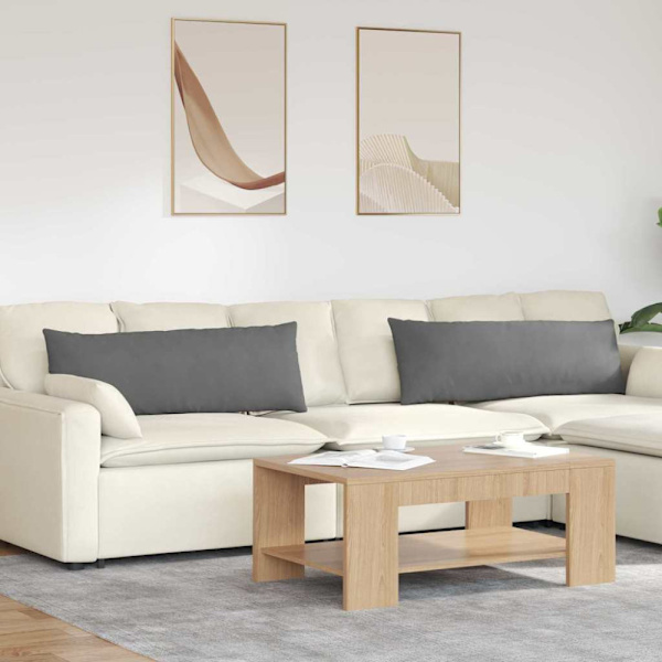 Sofakuddar 2 pcs Mörkgrå 120 x 40 cm tyg