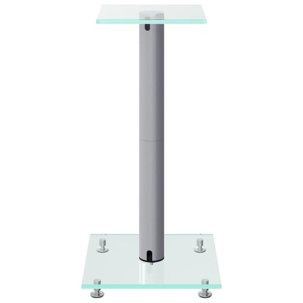 Högtalarstativ 2 st härdat glas 1-pelardesign silver
