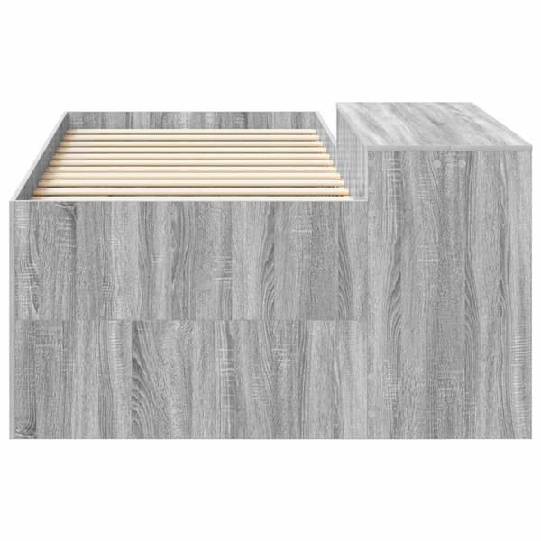 Barns högsängram med skrivbord Grå Sonoma Konstruerat trä