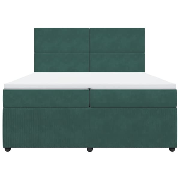 Ramsäng med madrass mörkgrön 200x200 cm sammet