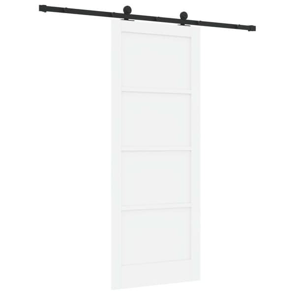 Skjutdörr 83 x 211 cm Konstruerat trä Vit och svart