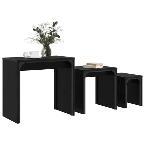 Kaffeebord 3 pcs Svart Ek Konstruerat trä