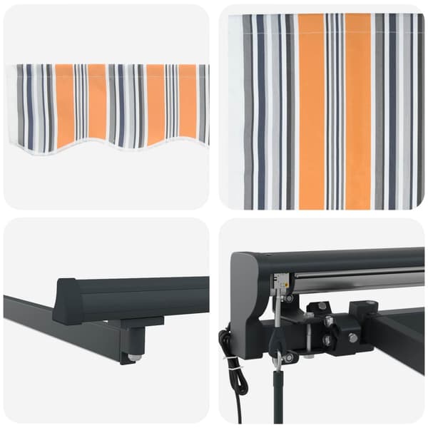 Elektrisk Retraktabel Markis Blå, Orange, Antracit 5 x 3 m