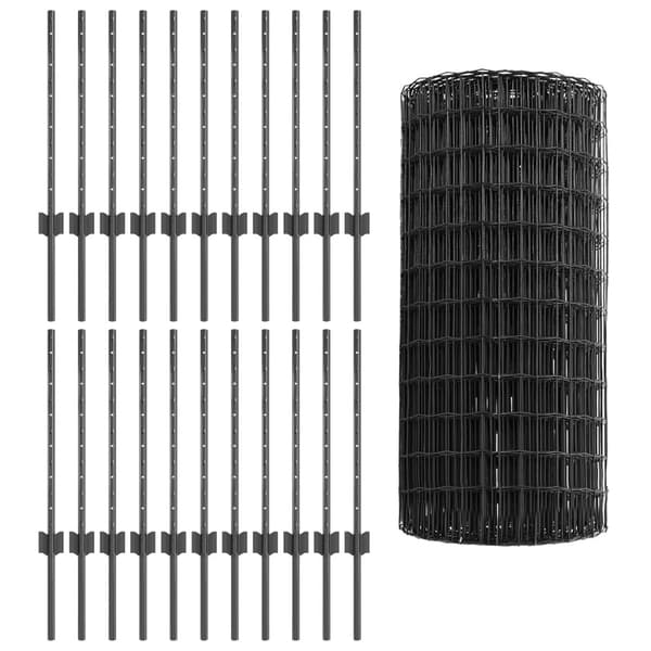 Stängsel med stolpe Grå 0,6 x 50 m Stål och PVC