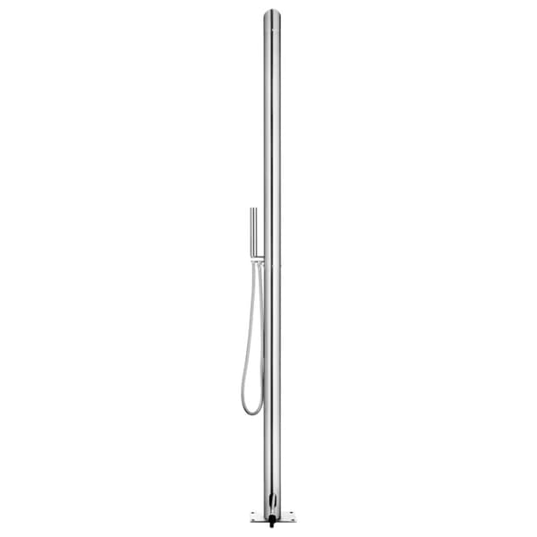 Trädgårdsdusch med grått golv 225 cm rostfritt stål
