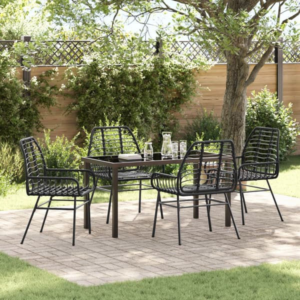 Trädgårdsmöbelset 5 pcs Svart konstrotting
