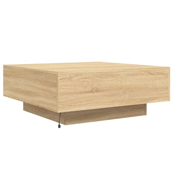 Soffbord med LED sonoma-ek 80x80x31 cm