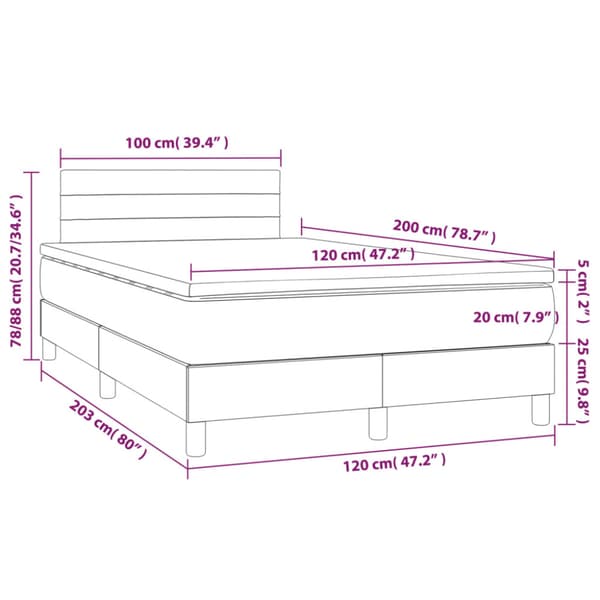 Ramsäng med madrass & LED rosa 120x200 cm sammet
