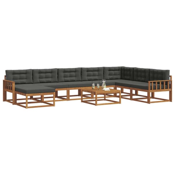 Utomhussoffset med kudde 9 pcs Naturlig och Antracit