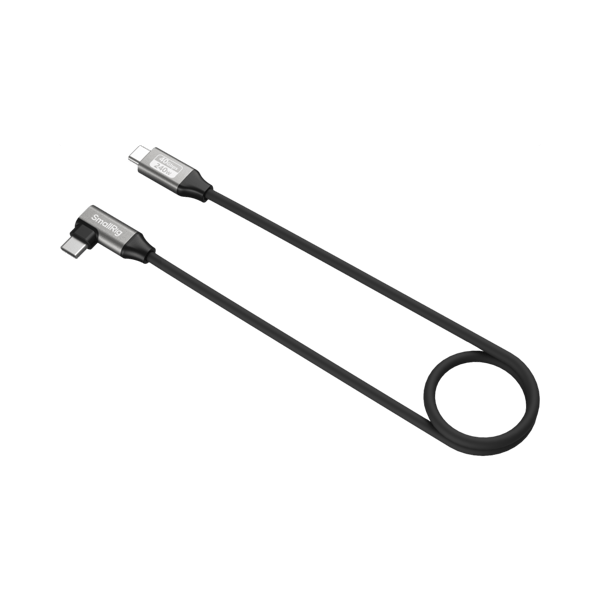 SmallRig 5076 USB-C Data Cable (Straight to Angled, 60cm (40Gbps + 240W + 8K)
