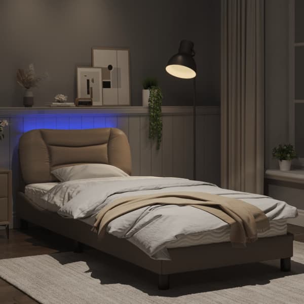 Bed Frame with LED without Mattress "Hvar" Cappuccino 90x200 cm