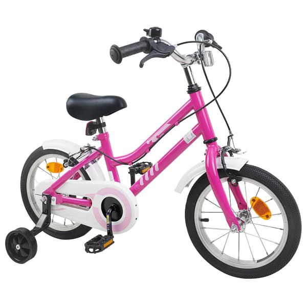 Barncykel 12 Tum för 2-4 åringar Rosa Vit