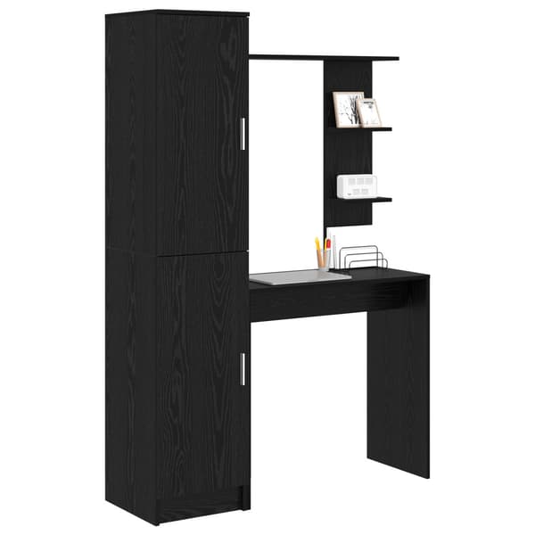 Skrivbord 2 pcs Svart Ek