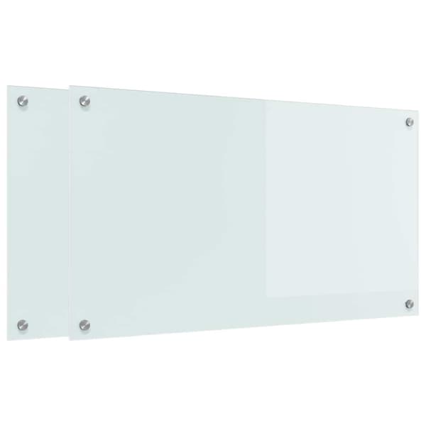Köksskydd 2 pcs Vit 90 x 50 cm härdat glas