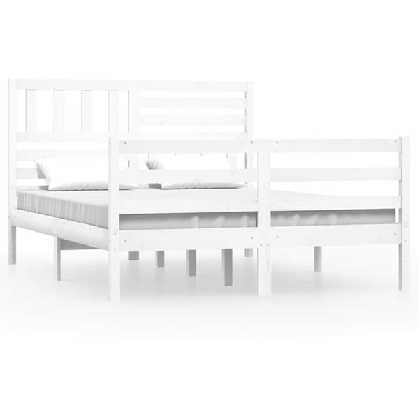 Sängram massiv furu 120x190 cm vit