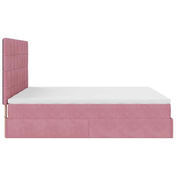 Ottoman sängram med madrasser rosa 180x200 cm sammet