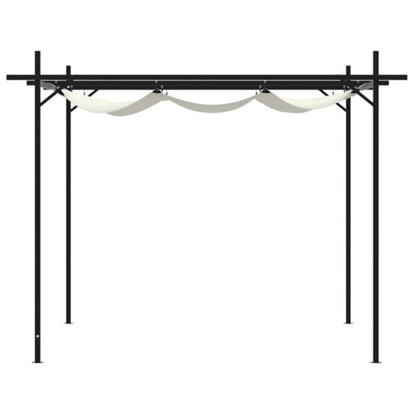 Pergola med infällbart tak gräddvit 295x292x230 cm