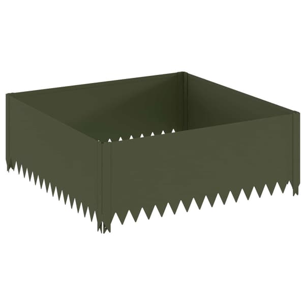Kant för gräsmatta 4 st 100 x 100 x 35 cm Stål Olivgrön