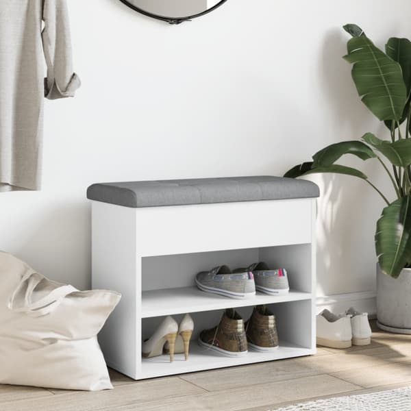 Skobänk vit 62x32x50 cm konstruerat trä