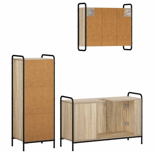 Badrumsskåpsset 3 st Sonoma-ek 40 x 36 x 109,5 cm