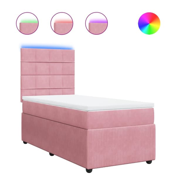 Ramsäng med madrass rosa 90x190 cm sammet