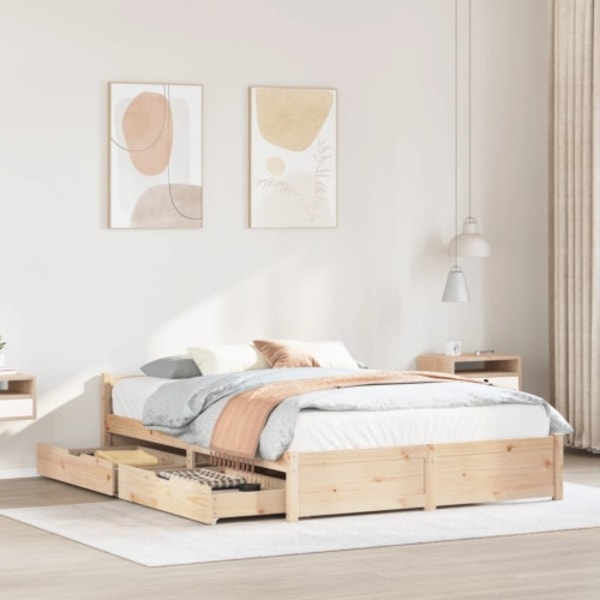 Sängram utan madrass 135x190 cm massiv furu